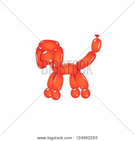Red Balloon Poodle Realistic Vector Illustration Isolated On White Background