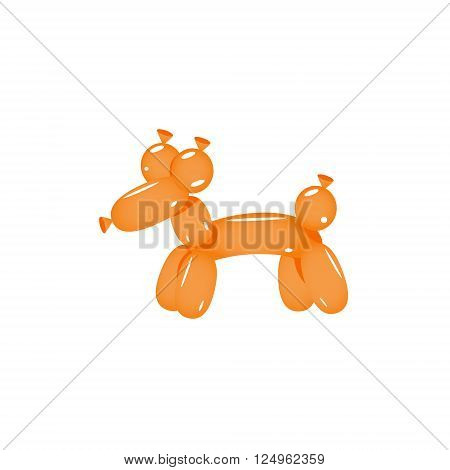 Orange Balloon Dog Realistic Vector Illustration Isolated On White Background