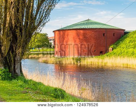 Malmohus Castle and the channel round fortress Malmo Sweden