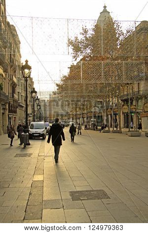Barcelona, Catalonia, Spain - December 14, 2011: Street In Ciutat Vella (old Town) Early Morning In