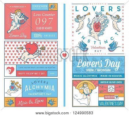 Lovers Greeting illustrative set of Cards colored