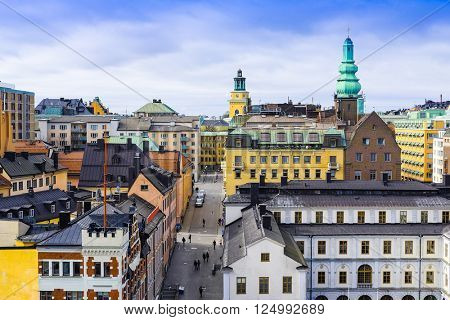Multystoried inhabited buildings in Stockholm, Sweden 