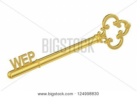 wep concept with golden key 3D rendering