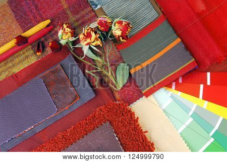 color harmonisation for interior in red color