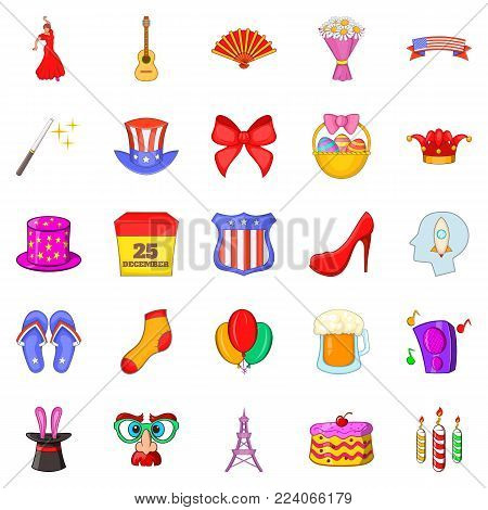 Festive place icons set. Cartoon set of 25 festive place vector icons for web isolated on white background