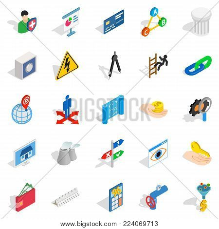 Jackpot icons set. Isometric set of 25 jackpot vector icons for web isolated on white background