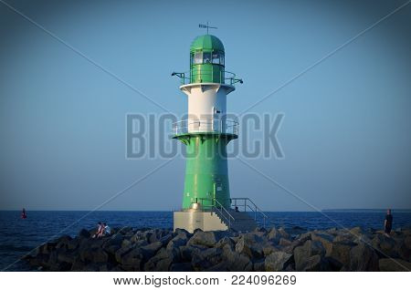 Lighthouse Warnemünde on the Baltic Sea in Germany Europe