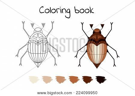 Coloring book for children. vector illustration of the may beetle, chafer