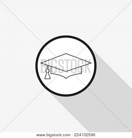 vector icon graduation cap with a long shadow