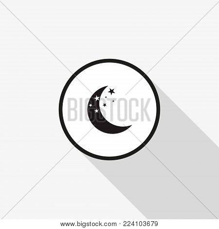 Vector icon moon with a long shadow