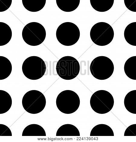 Seamless pattern with Polka Dot. Memphis group style black and white background