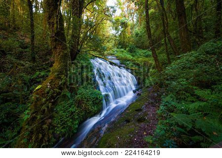 beautiful waterfall in northern Thailand,at Kew Mae Pan nature trail in Doi intanon national park.