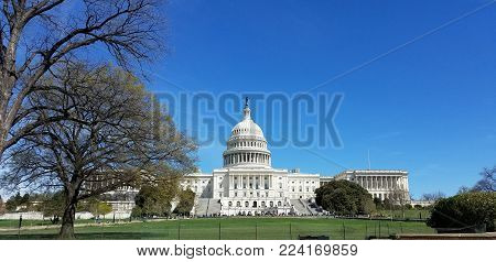 United States Capitol Building, On Capitol Hill In Washington Dc, Usa.