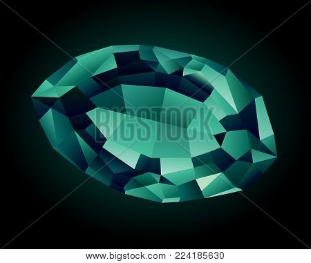Vector shiny beautiful faceted alexandrite on dark background