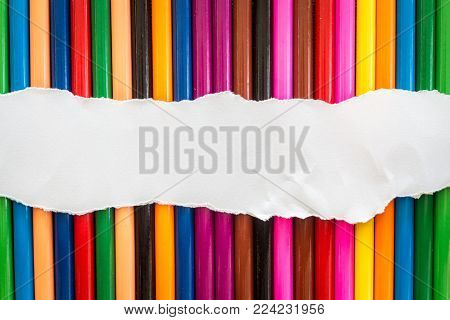 Pattern Colour Pencils Texture And Background With Paper For Add Text