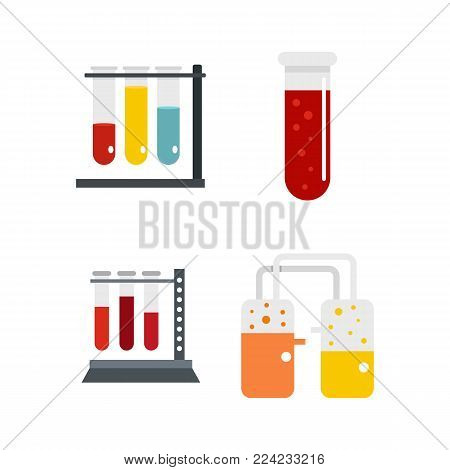 Tube icon set. Flat set of tube vector icons for web design isolated on white background
