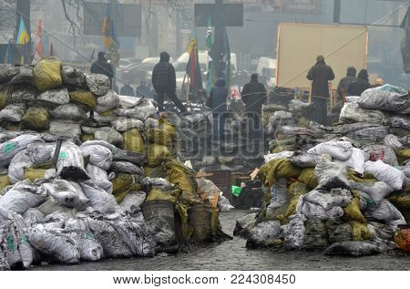 LBGT activists pro-Poroshenko riot. So-called Revolution of Dignity. Gays against corruption,for war with Russia and gay rights .Vandalism in downtown. February 11, 2014 Kiev, Ukraine