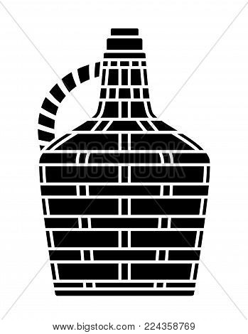 vector black demijohn isolated on white background