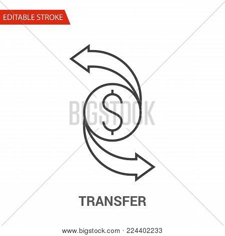 Transfer Icon. Thin Line Vector Illustration - Adjust stroke weight - Expand to any Size - Easy Change Colour - Editable Stroke - Pixel Perfect