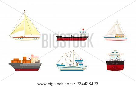 Ship icon set. Cartoon set of ship vector icons for web design isolated on white background