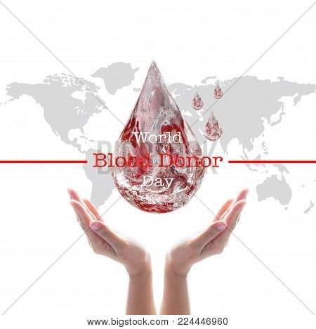 World blood donor day and National blood donor month for donation charity concept. Element of this image furnished by NASA