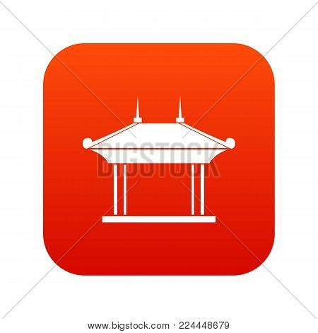 Pagoda icon digital red for any design isolated on white vector illustration