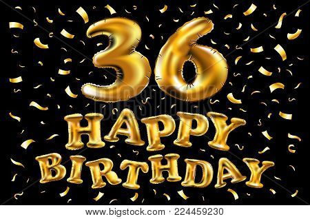 34 Years Anniversary With Gold Stylized Number And Confetti. Applicable For Brochure, Flyer, Posters