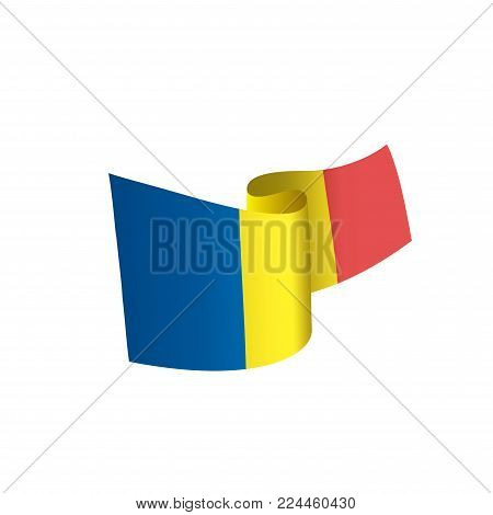 Romania flag, vector illustration on a white background