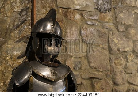 Winged hussar armor is the heavy cavalry of the Polish army (2nd half of the 17th century, steel, brass)