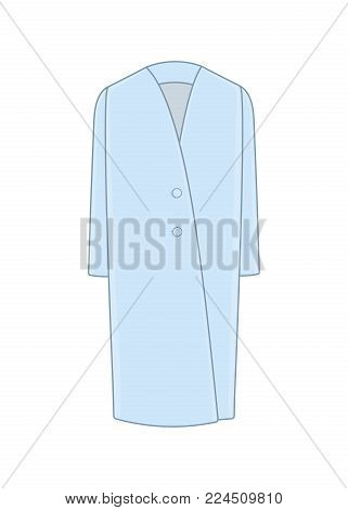 Women's coat. Cashmere and wool. Trendy model of wardrobe. Vector illustration
