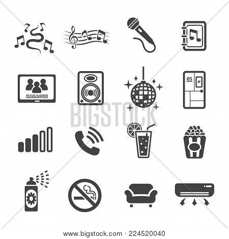 karaoke icon set entertainment icon vector illustration