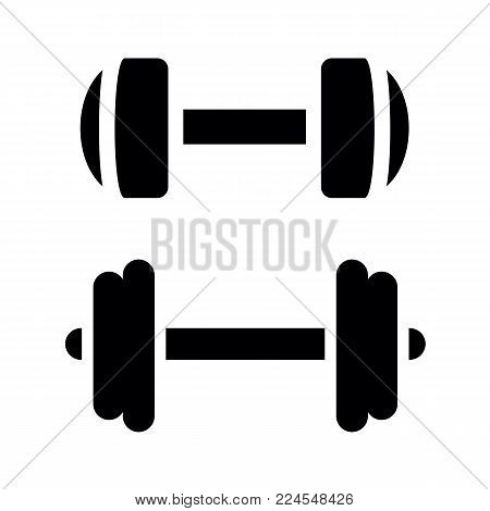 Black Dumbell Shape, isolated on white background. Vector Illustration.