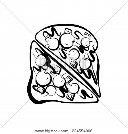 Tasty Cherry Pie with Cream. Homemade Delicious Pie. Isolated on White Background