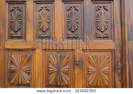 Old  windows of antic building in center of in the town of Vilaflor, Tenerife, Canary Islands. Architecture detail for background or texture.