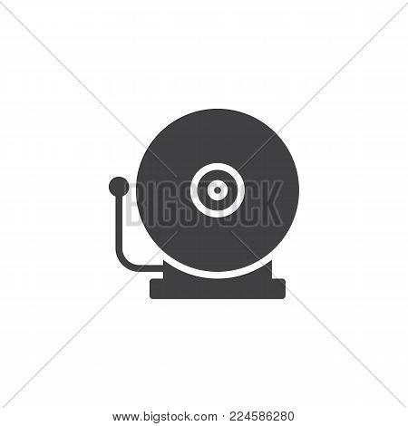 Fire alarm bell icon vector, filled flat sign, solid pictogram isolated on white. Alarm sound symbol, logo illustration.