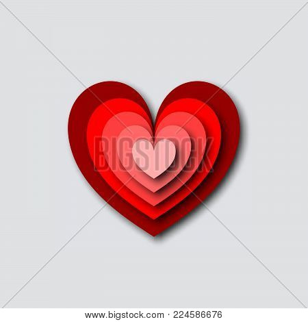 Heart element design in red tones. Vector illustration.