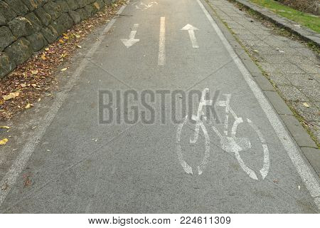 Bicycling leisure track in city close up