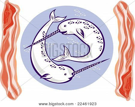 Narwal Wale und Speck