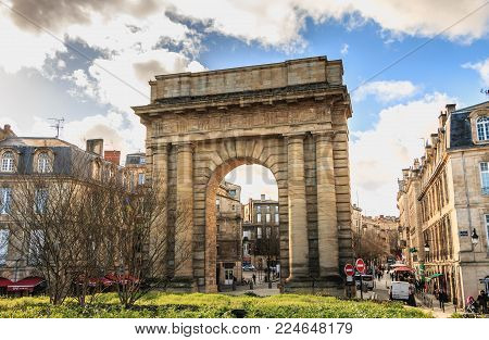 Architectural Detail Of The Burgundy Gate In Bordeaux