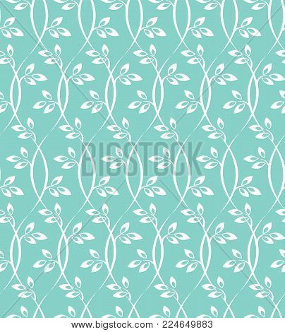 Seamless abstract floral pattern. Blue and white vector background. Geometric leaf ornament. Graphic modern pattern