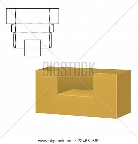 Vector Illustration of Diecut Craft Box for Design, Website, Background, Banner. Retail Folding package Template. Fold pack with dieline for your brand on it