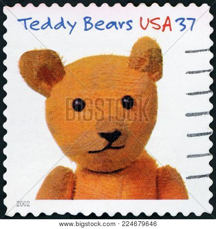 UNITED STATES OF AMERICA - CIRCA 2002: A stamp printed in the United States of America shows image of teddy bear, circa 2002