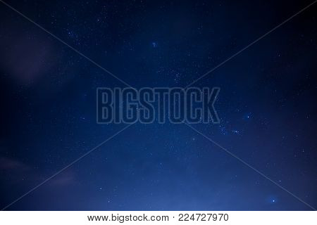 Star Cluster in the night sky with windy and mist in the winter, space background picture