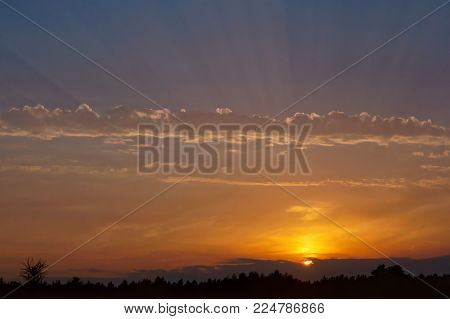 Sunset On Land, The Dawn On The Beach, Sunset And Dawn Hours