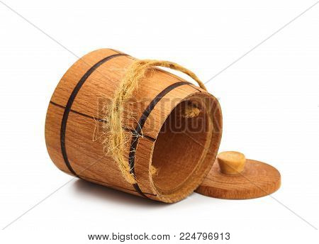 wooden tub on white with clipping path