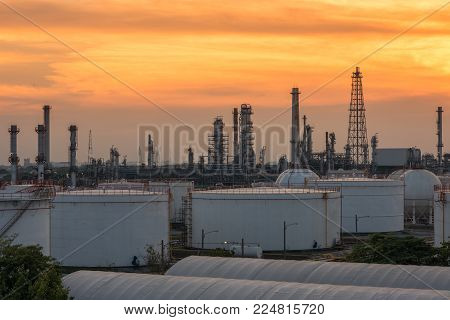 Industry Oil refinery  factory at Sky twilight