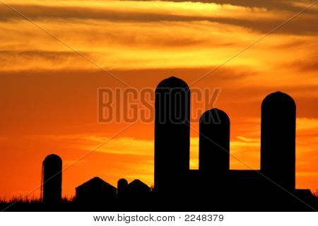 Silos At Sunset
