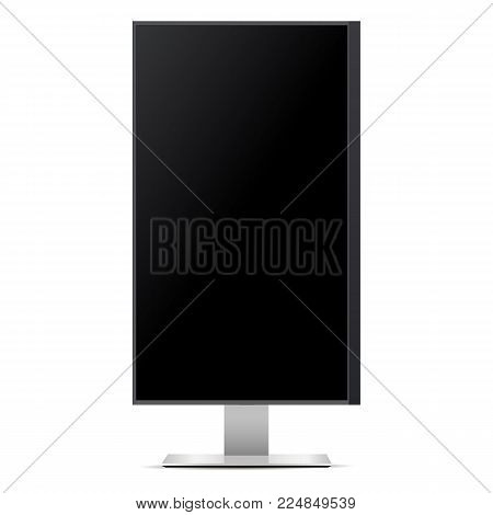High TV screen isolated on white background. Mockup monitor can be used to demonstrate advertising or screenshots of your web projects. Vector illustration