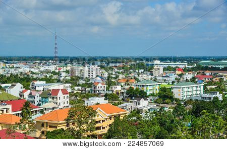 Aerial View Of Long Xuyen, Vietnam