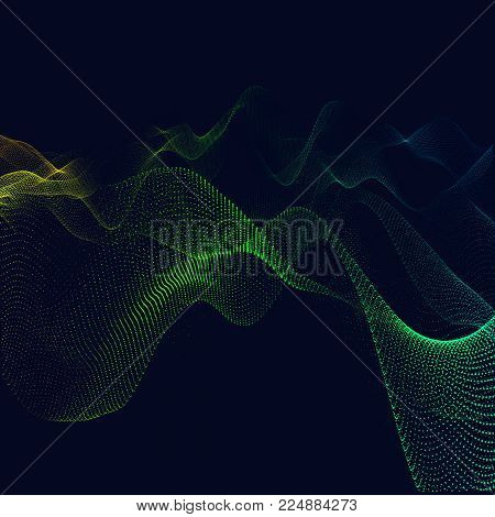 Abstract particles explosion background. Fractal waves digital area. Magic holiday illumination. Can use it for brand style design
